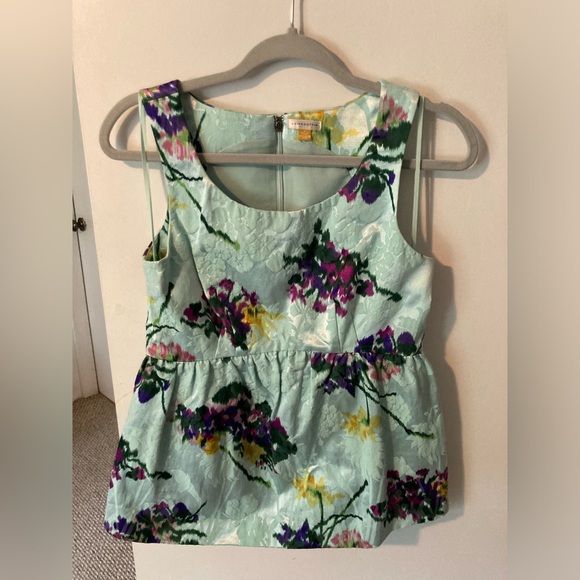 Anthropologie Leifsdottir Brocade Peplum Tank size 2 - Picture 2 of 10